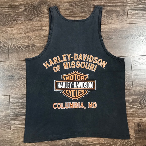 Harley-Davidson Motorcycles Columbia Missouri 1995 Vintage Wolf Pack Tank Top L - Picture 6 of 11